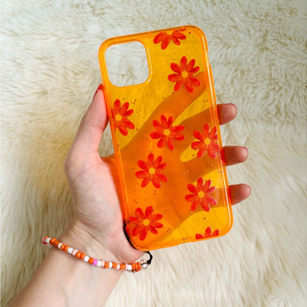 iphone 11 pro max orange and red flower phone case